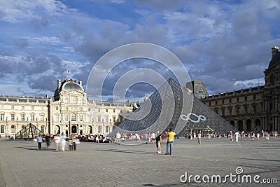 Louvre and pyramid Editorial Stock Photo