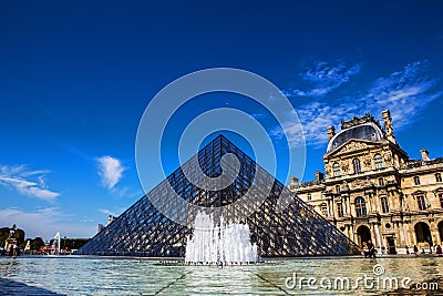 Louvre Pyramid Pyramide du Louvre angle, paris Editorial Stock Photo