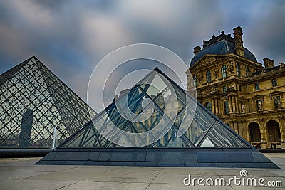 Louvre Pyramids Editorial Stock Photo