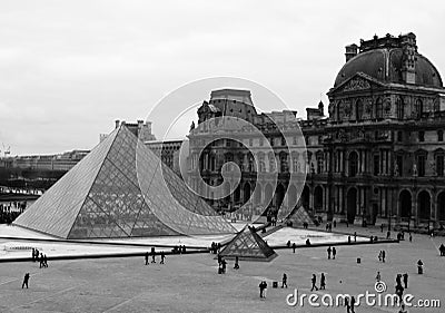Louvre pyramids Editorial Stock Photo