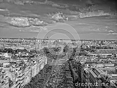 Louvre seen from the Arc de Triomphe, Paris Stock Photo