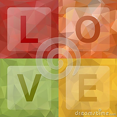 Love on abstract geometric rumpled triangular low poly style background Vector Illustration