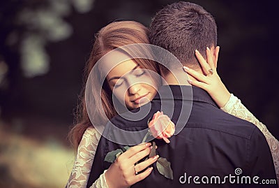 Love and affection between a young couple Stock Photo