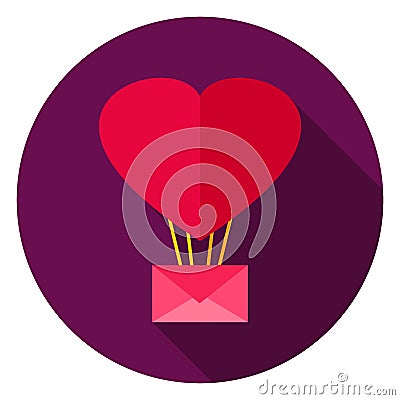 Love Air Balloon Circle Icon Vector Illustration