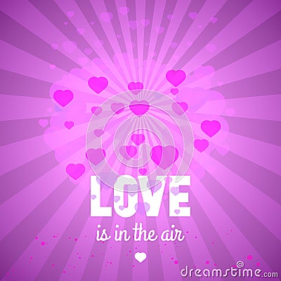 Love is in the air, st Valentine`s day greeting card, vector tem Vector Illustration