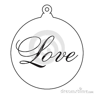 Love. Antique Christmas Tree Ornament. Vector Illustration