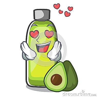 In love avocado oil in the bottol cartoons Vector Illustration