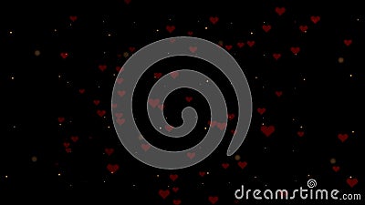 Love background with red heart for Valentine`s Day. Dark black backgrop. Stock Photo