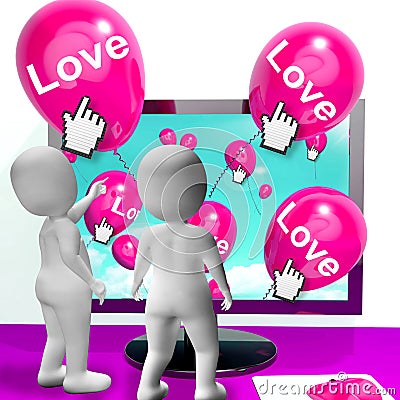 Love Balloons Show Internet Fondness and Affectionate Greetings Stock Photo