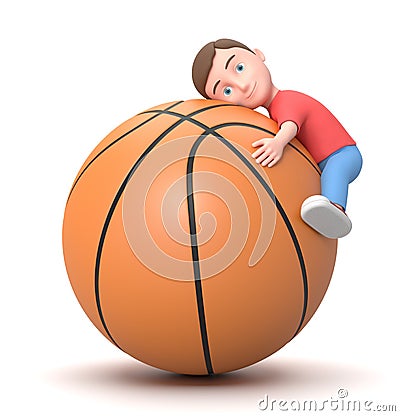 Love Basketball. 3D Cartoon Character Illustration Stock Photo