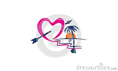 Love Beach Vector Illustration