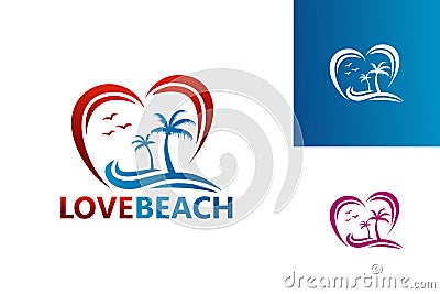 Love Beach Logo Template Design Vector, Emblem, Design Concept, Creative Symbol, Icon Vector Illustration