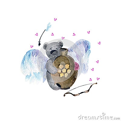 Love bear with honey for Valentine`s Day Stock Photo