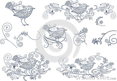 Love Bird doodles Vector Illustration