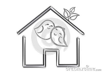 Love bird together inside house illustration template Stock Photo