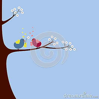 Love Birds Vector Illustration