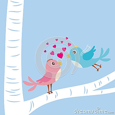 Love Birds Vector Illustration