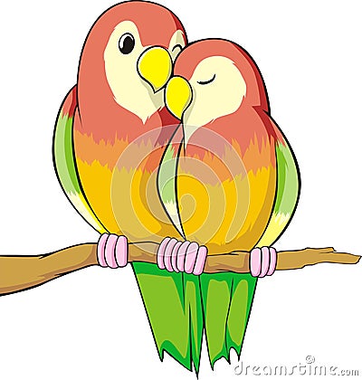Love Birds Cartoon Illustration