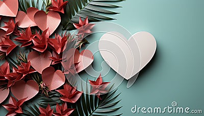 Love blossoms in nature embrace, a heart shaped leaf generated by AI Stock Photo