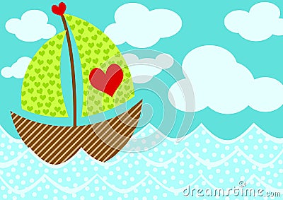 Love Boat Valentines Day Card Stock Photo