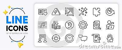 Love book, Lightning bolt and Triangle area line icons. For web app. Vector Vector Illustration