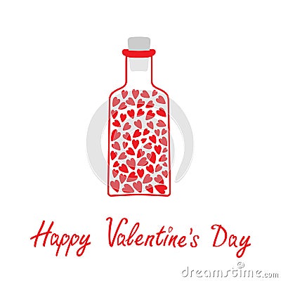 Love bottle with hearts inside. Happy Valentines D Vector Illustration