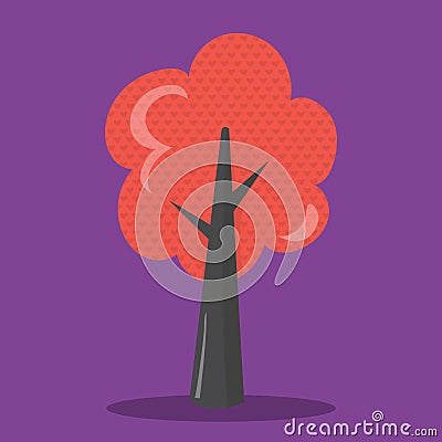 LOVE BUNNY TREE RED 10 Vector Illustration