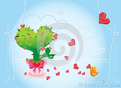 Love Cactus Vector Illustration