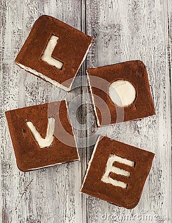 Love Cake. Chocolate banana cake Stock Photo