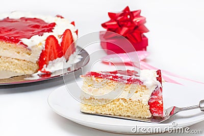 Love cake and present Stock Photo