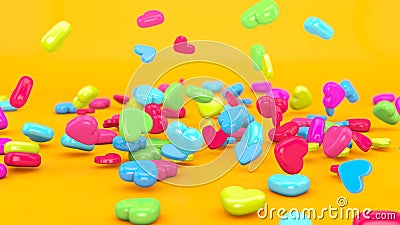 Love Candy Falling 3D Stock Photo