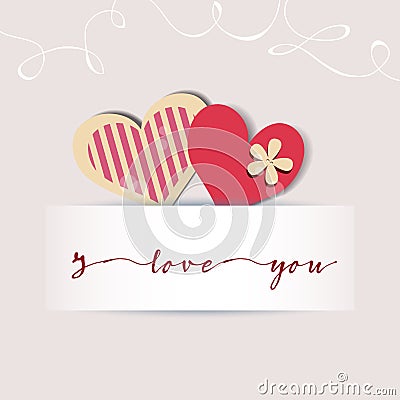 Love card. Cute hearts and a text message Vector Illustration