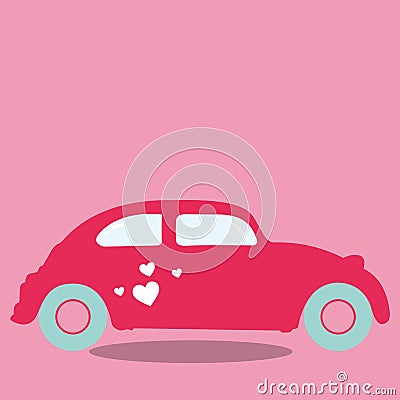 love cars red car with 4 heart 05 Vector Illustration