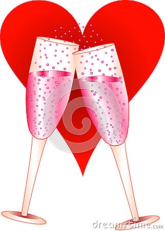 Love Champagne Glasses Vector Illustration