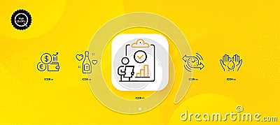 Love champagne, Inspect and Timer minimal line icons. For web application, printing. Vector Vector Illustration