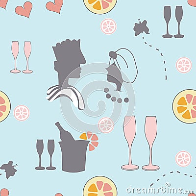 Love and Champagne-Spa in the Country Vector Illustration