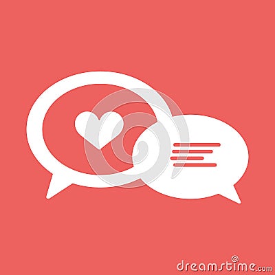 Love chat line icon, heart in speech bubble, vector graphics. Vector Illustration