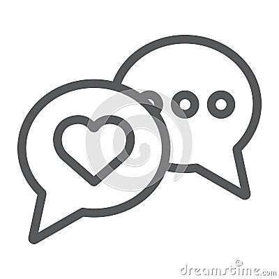 Love chat line icon, valentine and holiday, speech bubble message sign, vector graphics, a linear pattern on a white Vector Illustration