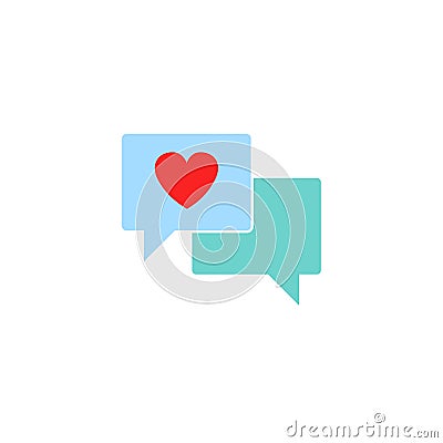 Love chat solid icon, heart in speech bubble Vector Illustration