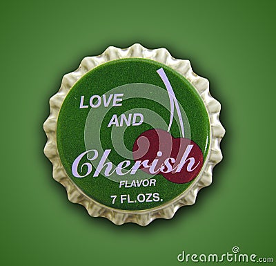 Love and Cherish Themed Bottlecap Stock Photo