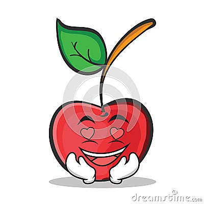 In love cherry character cartoon style Vector Illustration