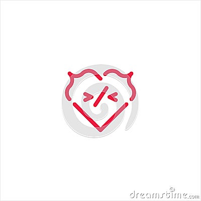 Love coding, heart code. Vector logo icon template Vector Illustration