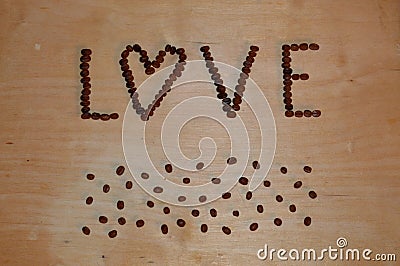 Love is coffee beans. Stock Photo