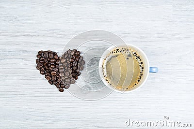 Love coffee, a heart with a cup of coffee Stock Photo