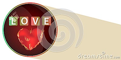 Love the concept of a button. a brushed heart Vector Illustration