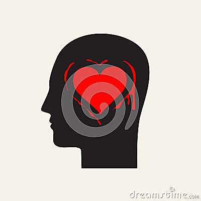 Love concept with human head. Vector illustration Vector Illustration