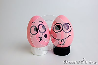 love is a concept. pink eggs. funny Stock Photo