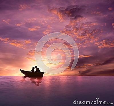 Love Concept, Silhouette of Couple having Romantic Moment and ma Stock Photo