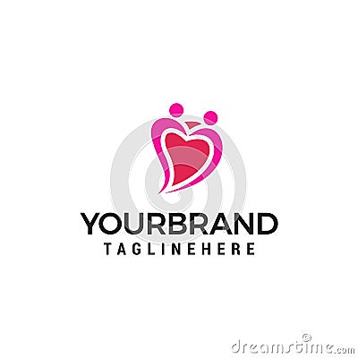 Love couple people heart logo. Dating service Logo designs Template Vector Illustration