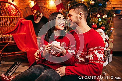 Love couple, romantic christmas celebration Stock Photo